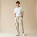 Men's Elasticated-Waist Wide-Leg Trousers with Front Pockets-Azzella London