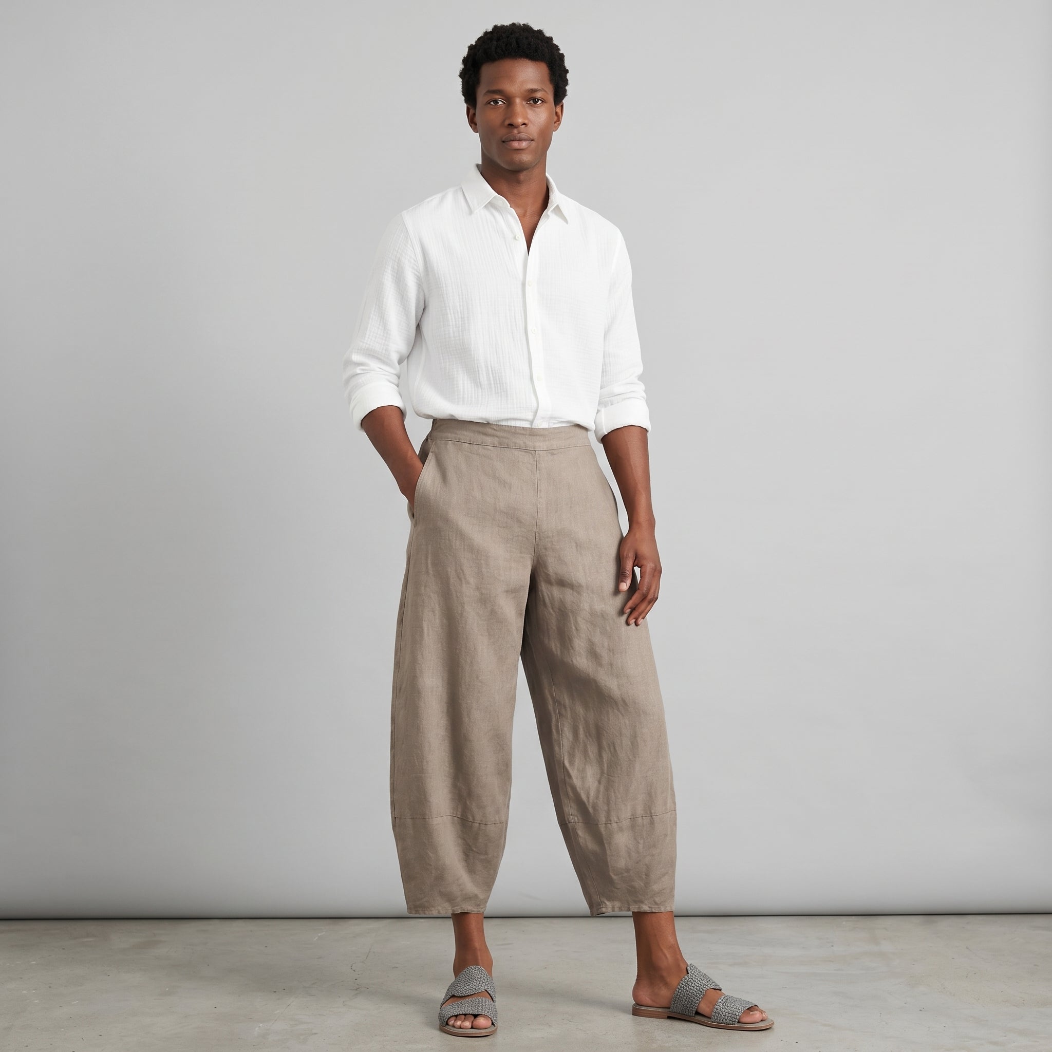 Men's Linen Leisure Trousers-Azzella London