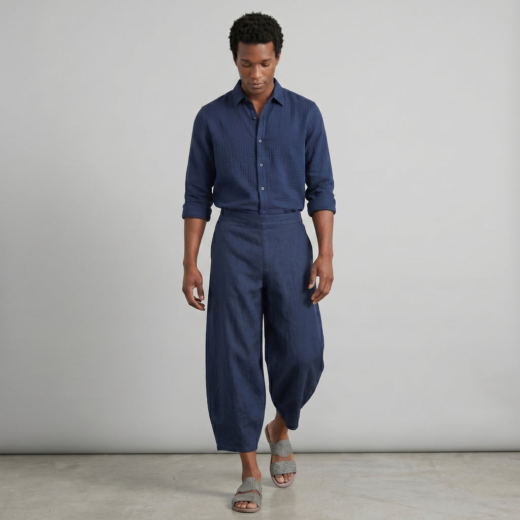 Men's Linen Leisure Trousers-Azzella London