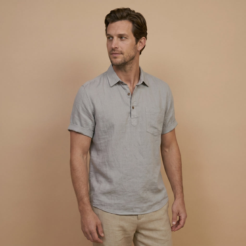 Men’s Linen Polo Shirt-Azzella London