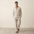 Men's Linen Shirt and Straight-Leg Trousers Set-Azzella London