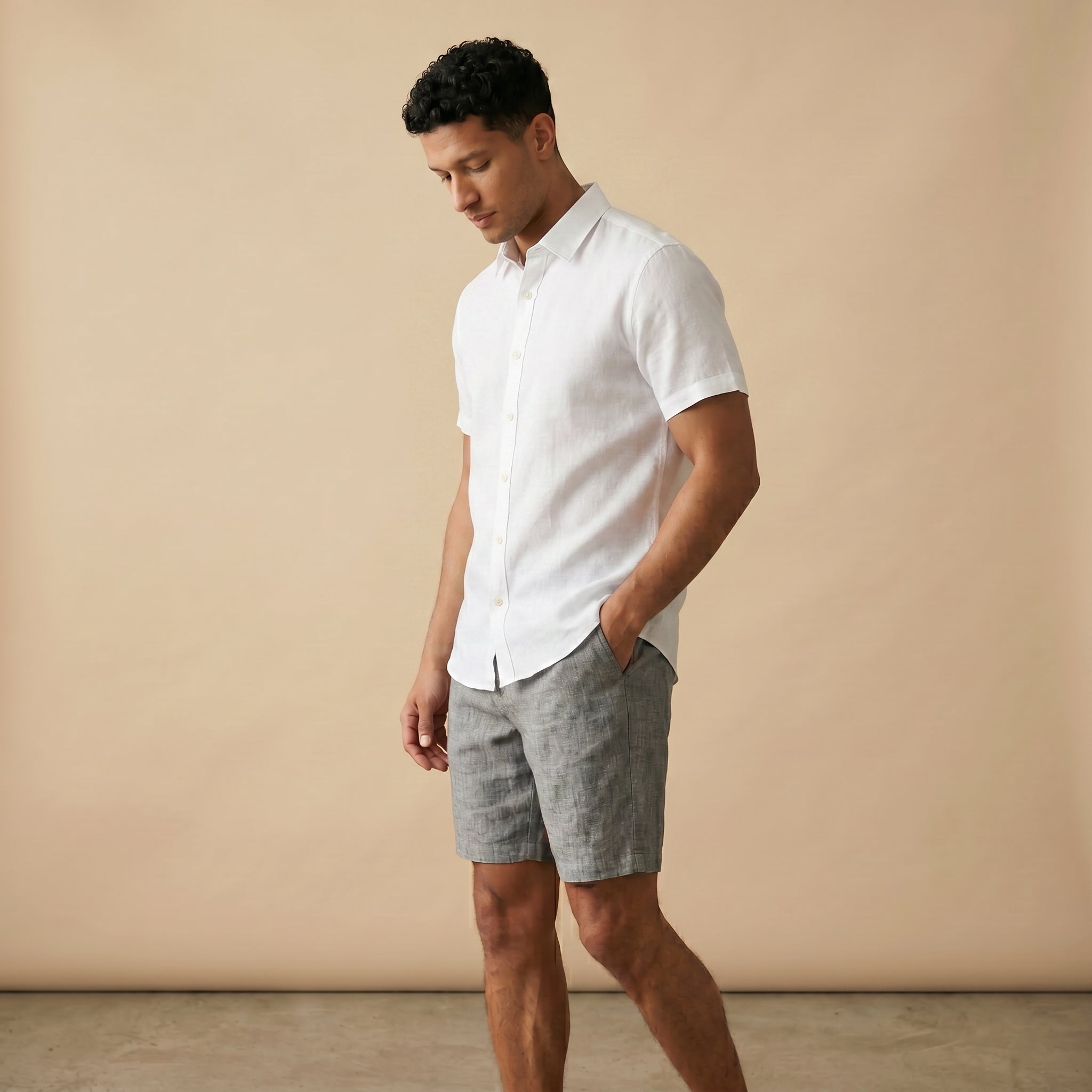 Men's Linen Shorts-Azzella London