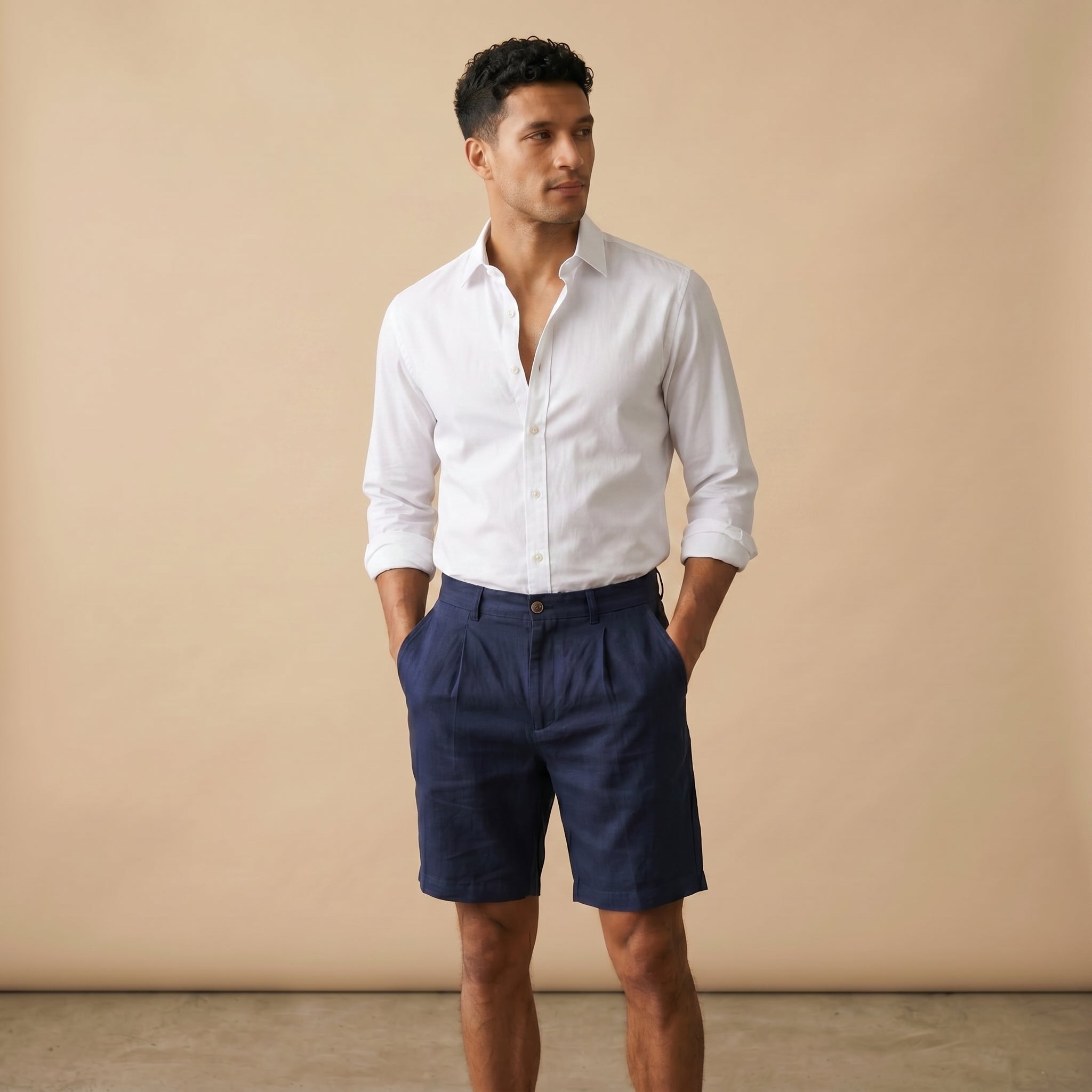 Men's Linen Shorts-Azzella London