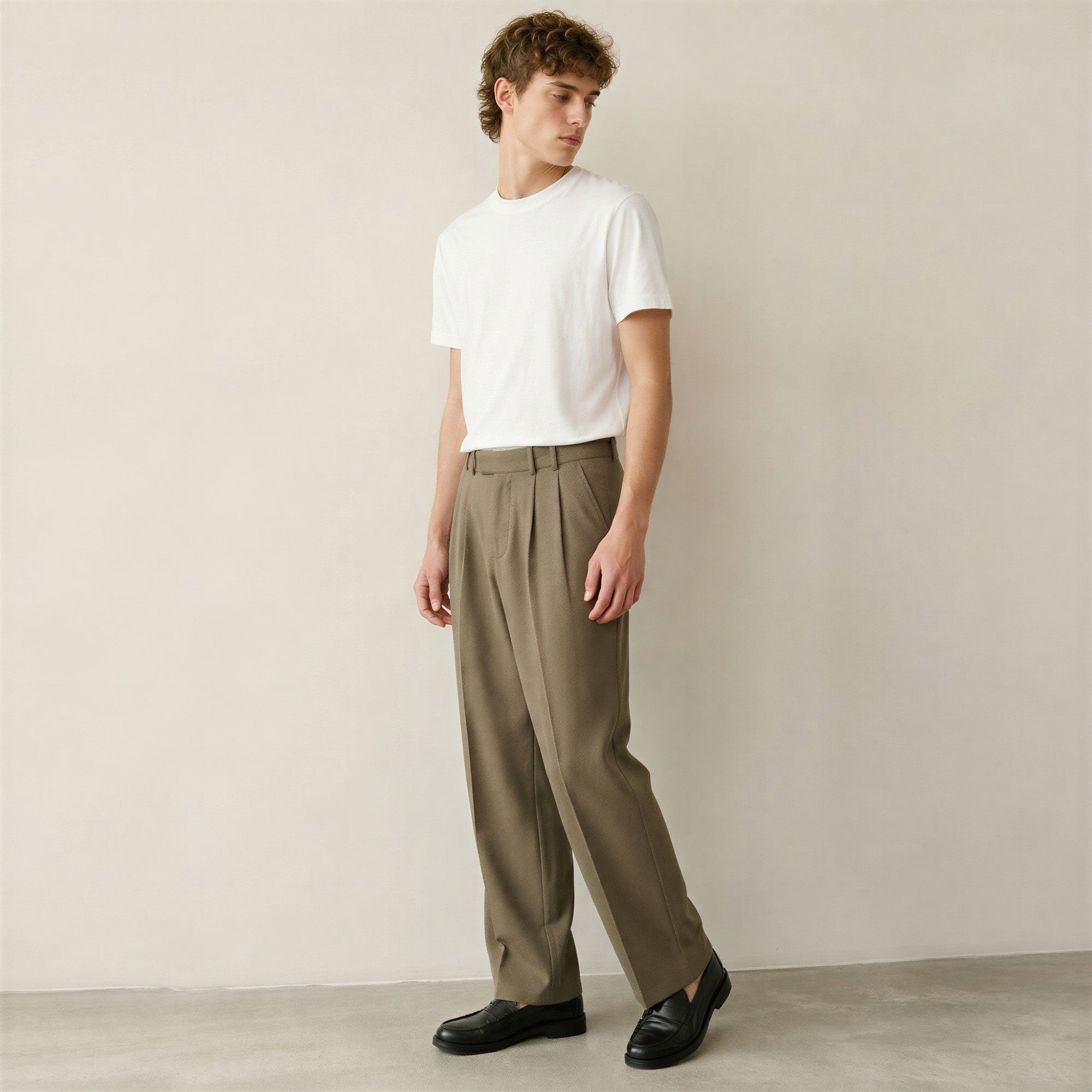 Men's Pleated Straight-Leg Trousers-Azzella London