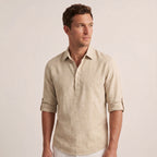 Men's Regular Fit Linen-Blend Polo Shirt-Azzella London