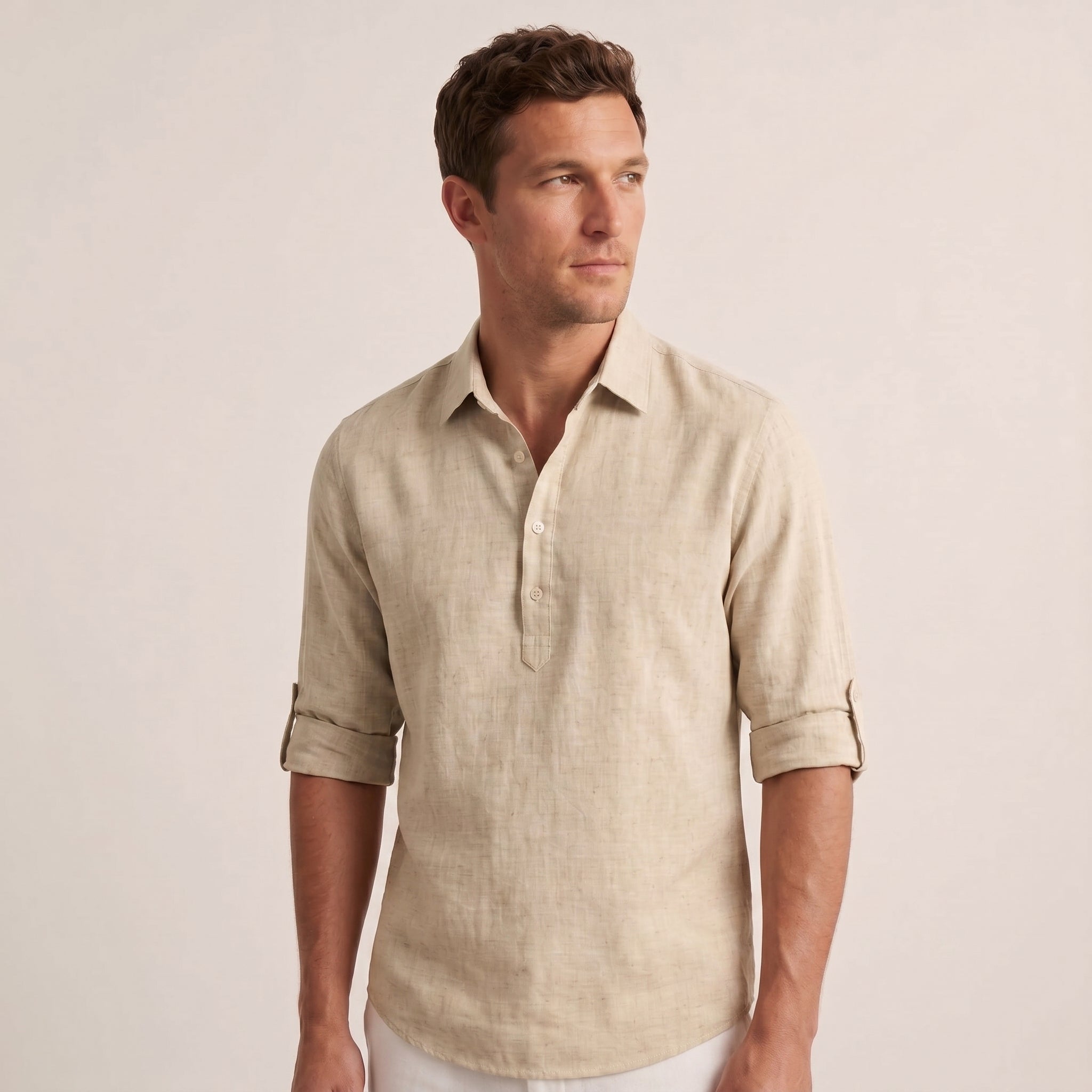 Men's Regular Fit Linen-Blend Polo Shirt-Azzella London