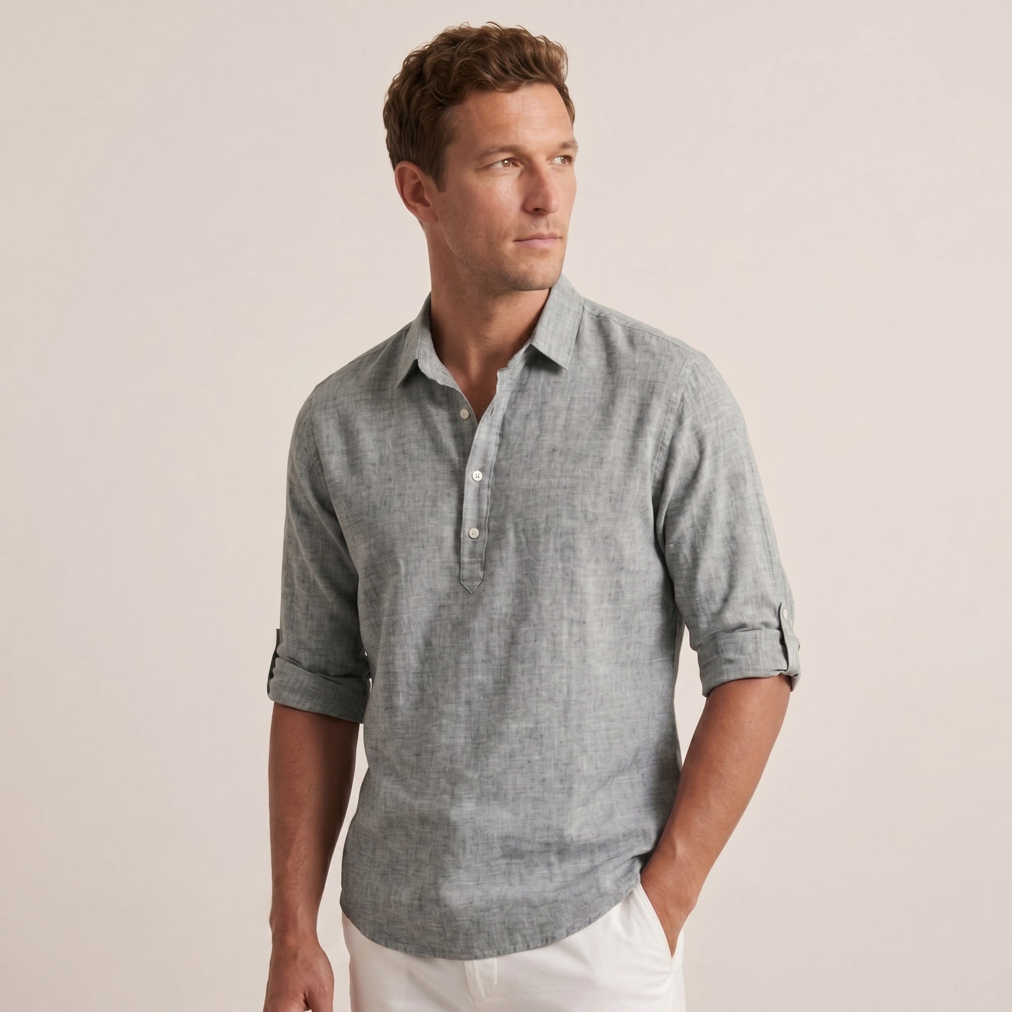 Men's Regular Fit Linen-Blend Polo Shirt-Azzella London