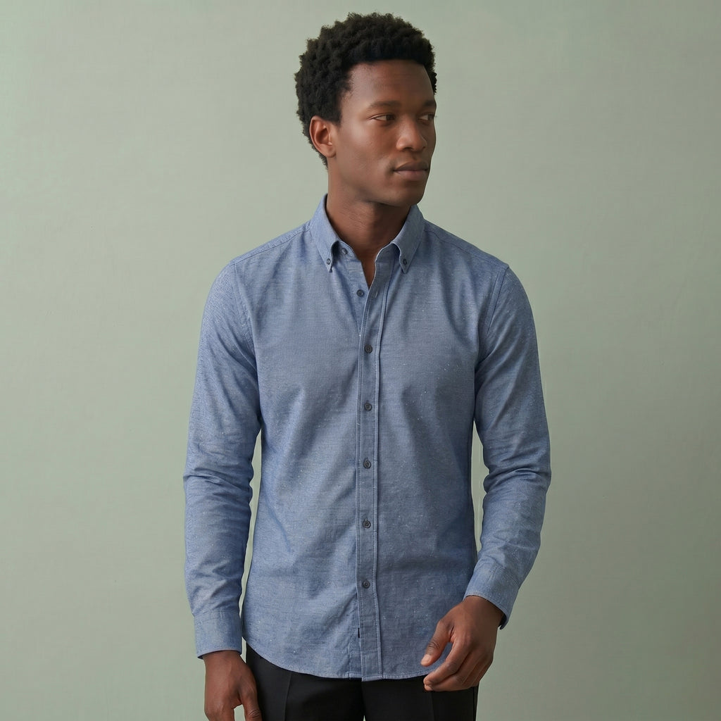 Men's Regular Fit Long-Sleeve Shirt-Azzella London