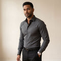 Men's Regular Fit Long-Sleeve Shirt - Notched Collar-Azzella London