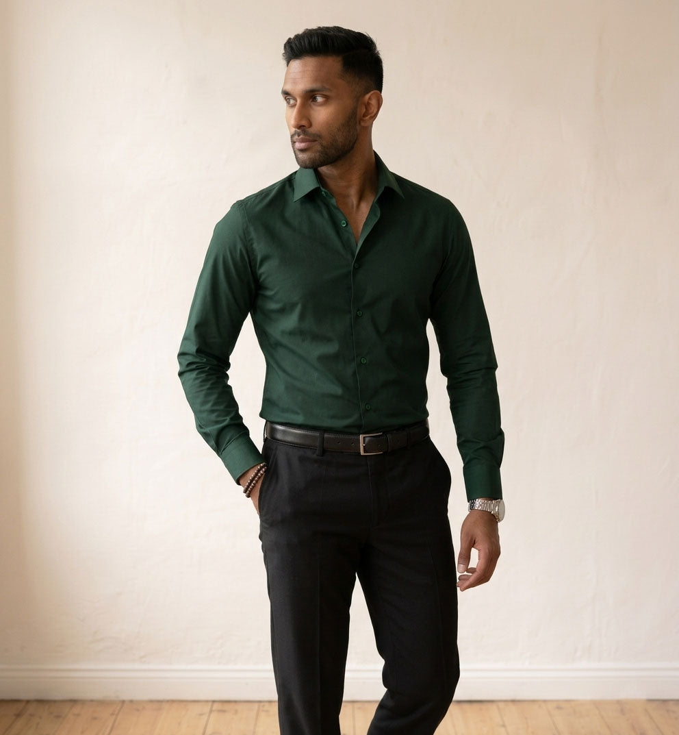 Men's Regular Fit Long-Sleeve Shirt - Notched Collar