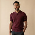 Men’s Ribbed Knit Quarter Zip Polo Shirt-Azzella London