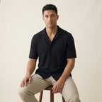 Men's Short-Sleeve Open-Collar Textured Shirt-Azzella London