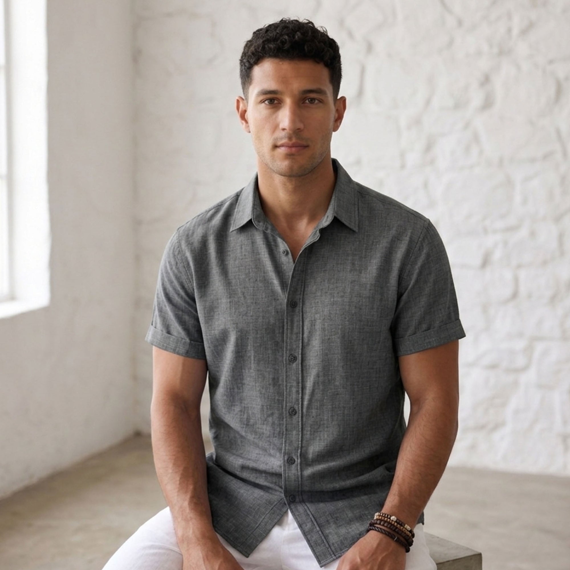 Men's Short-Sleeve Shirt-Azzella London