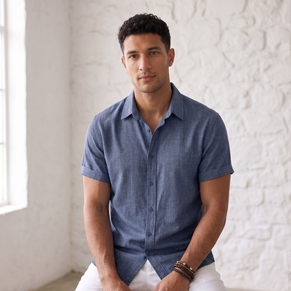 Men's Short-Sleeve Shirt-Azzella London