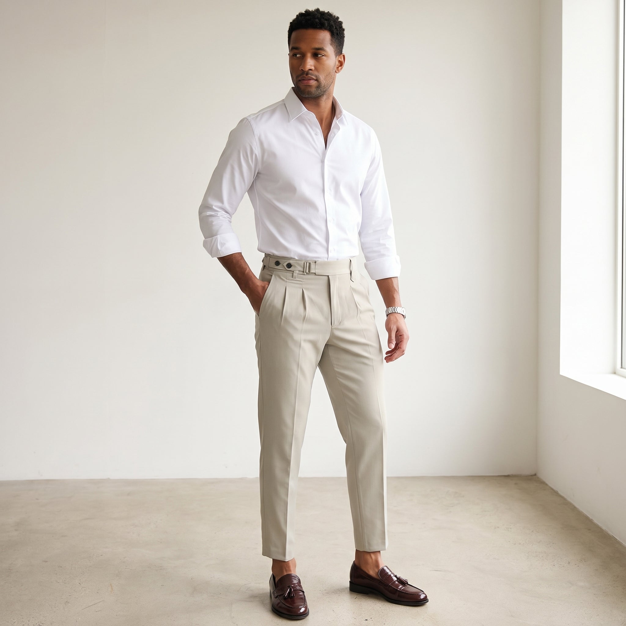 Men's Slim-Fit Classic Trousers-Azzella London