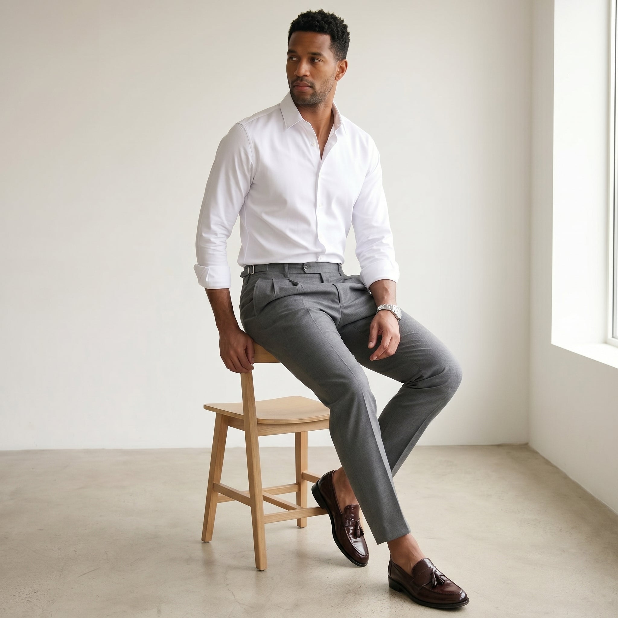 Men's Slim-Fit Classic Trousers-Azzella London