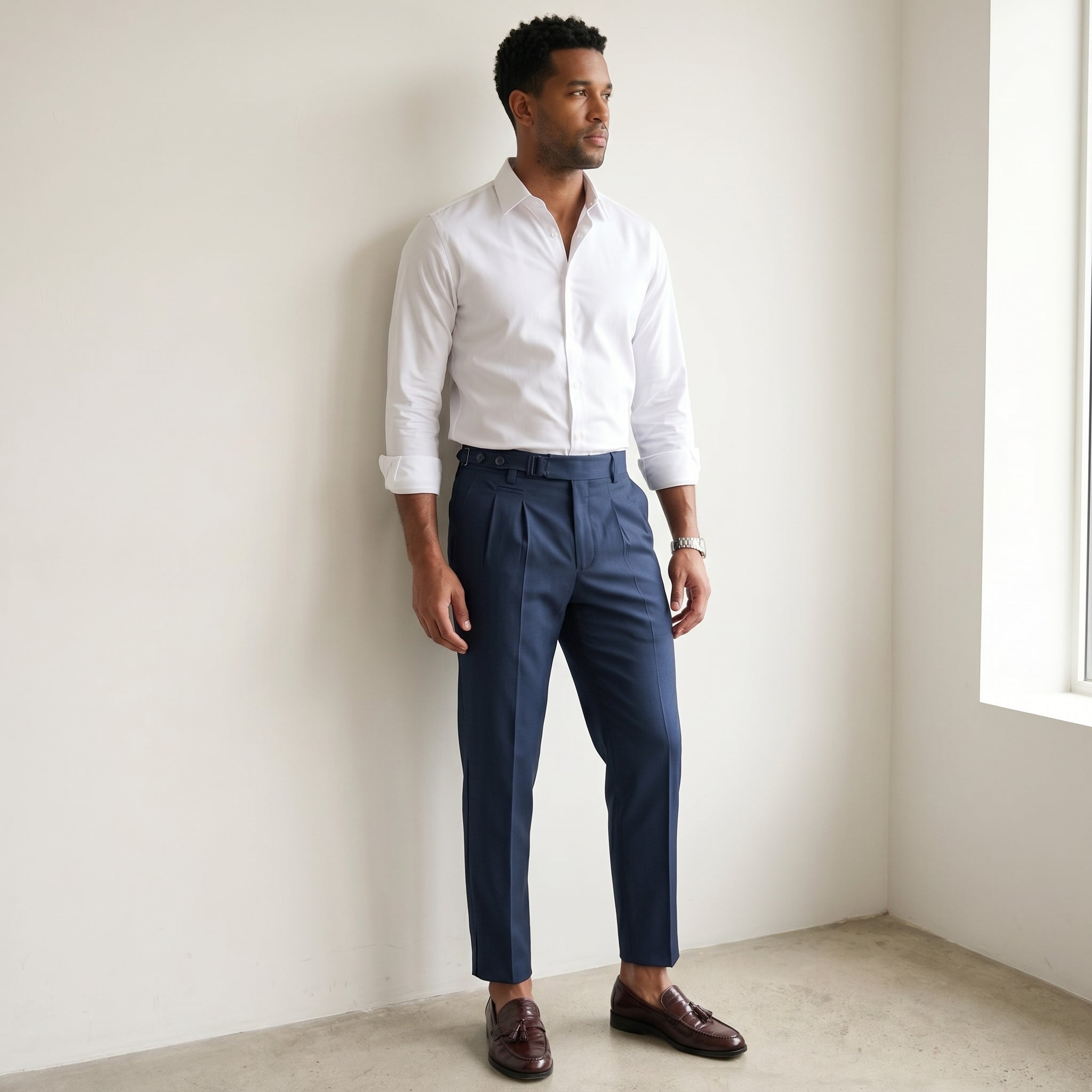 Men's Slim-Fit Classic Trousers-Azzella London