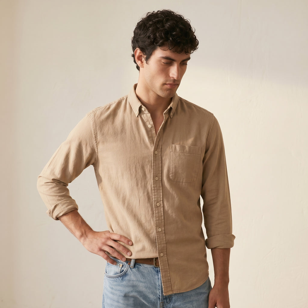 Men's Solid Long-Sleeve Shirt-Azzella London