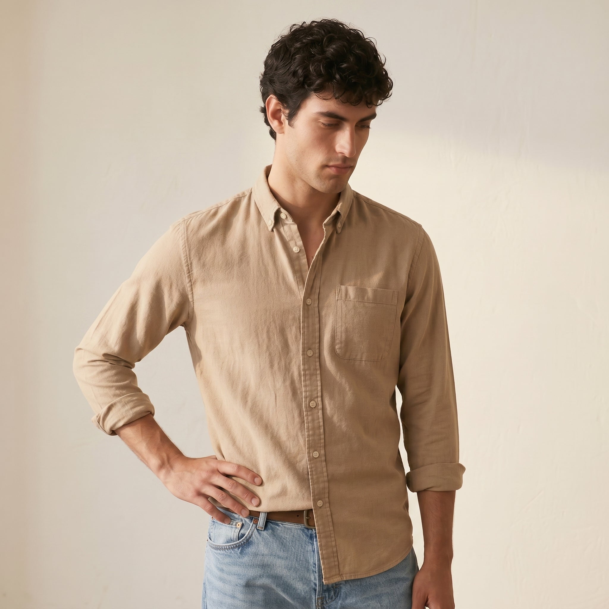 Men's Solid Long-Sleeve Shirt-Azzella London