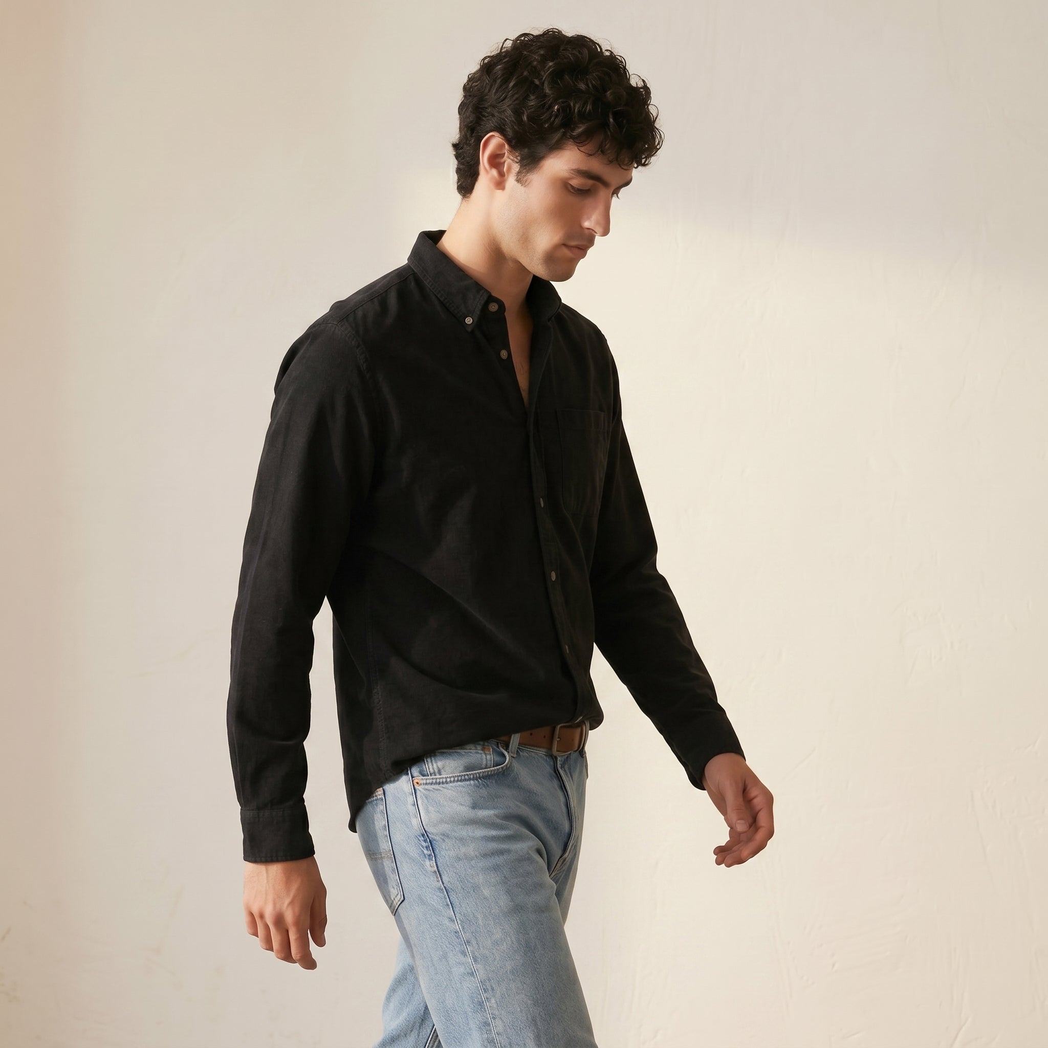 Men's Solid Long-Sleeve Shirt-Azzella London