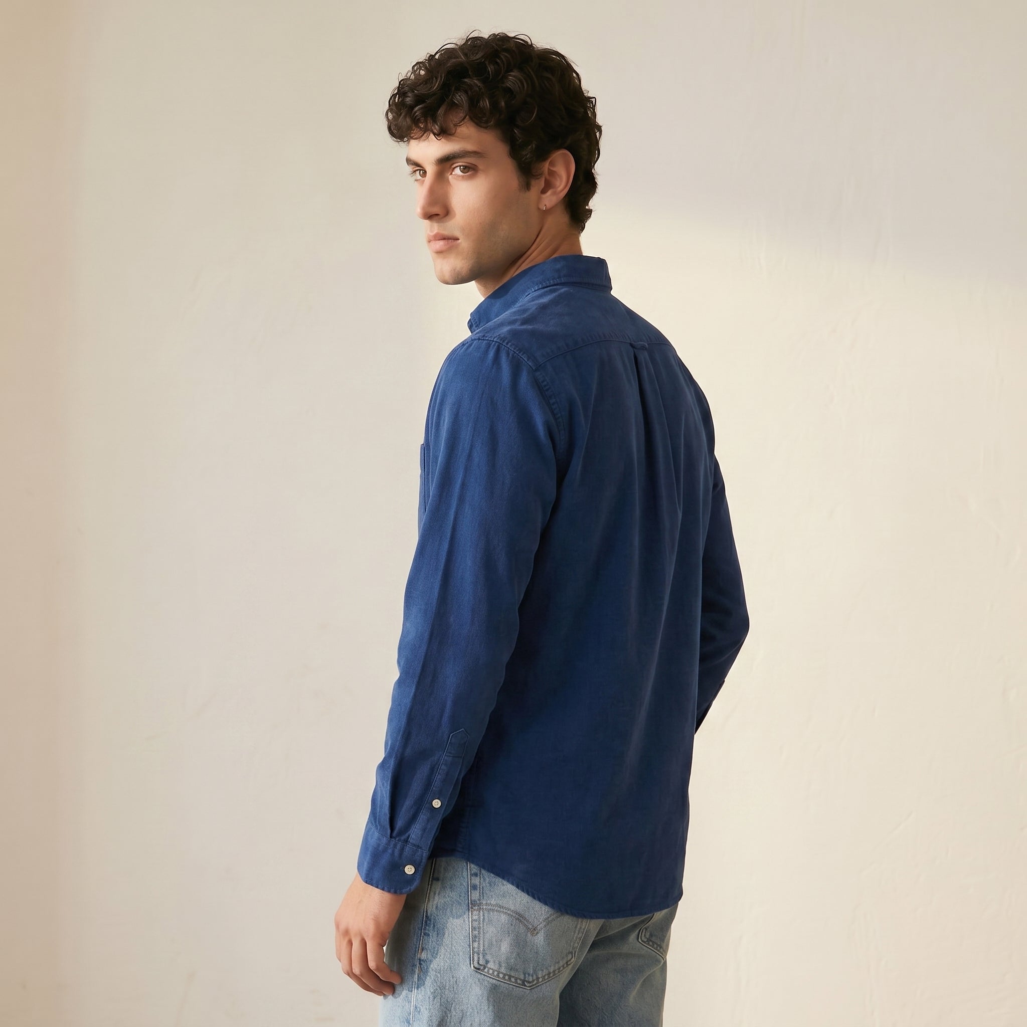 Men's Solid Long-Sleeve Shirt-Azzella London
