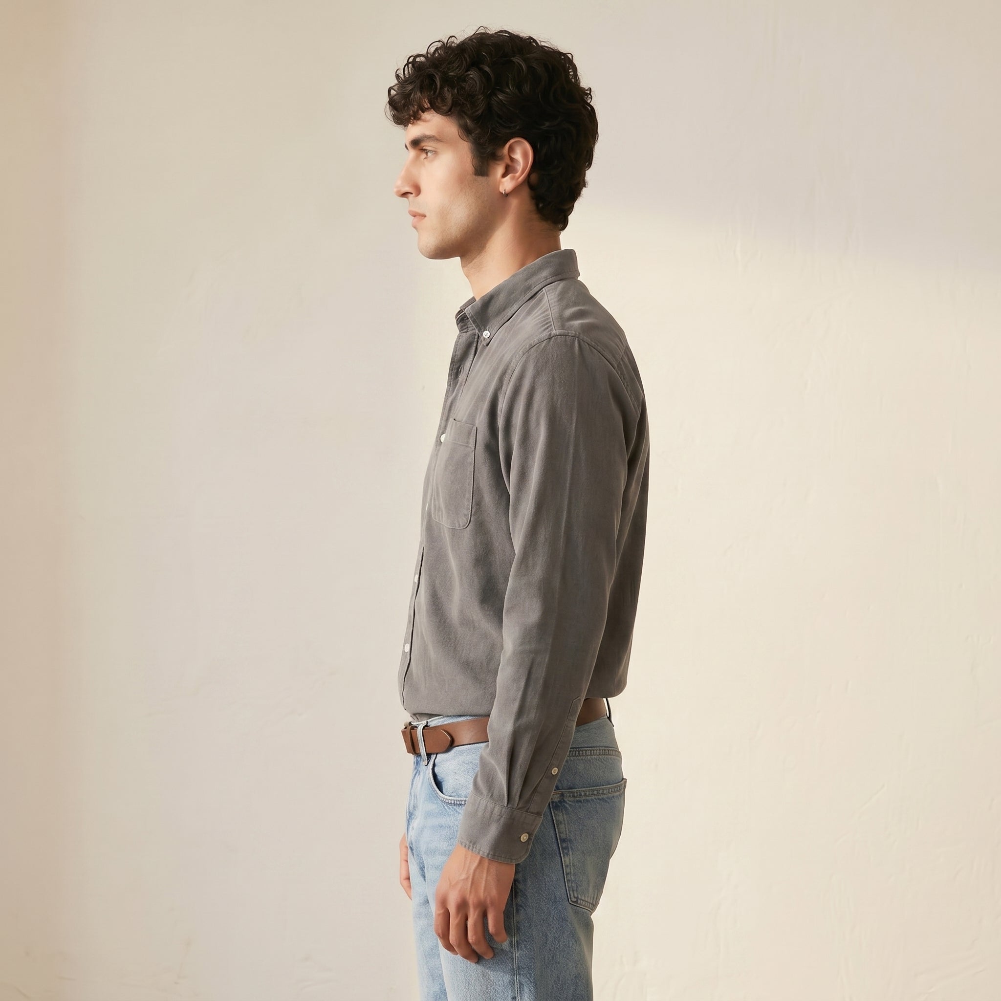 Men's Solid Long-Sleeve Shirt-Azzella London