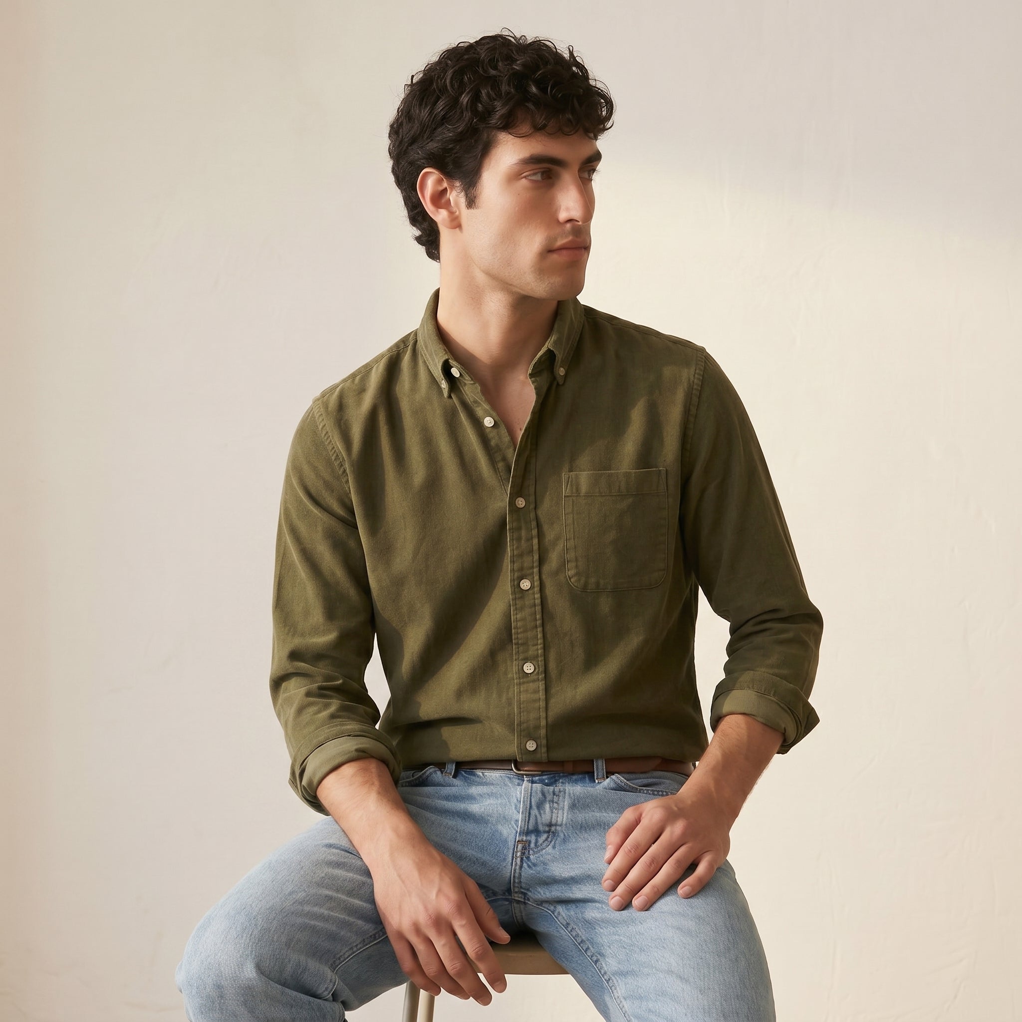 Men's Solid Long-Sleeve Shirt-Azzella London