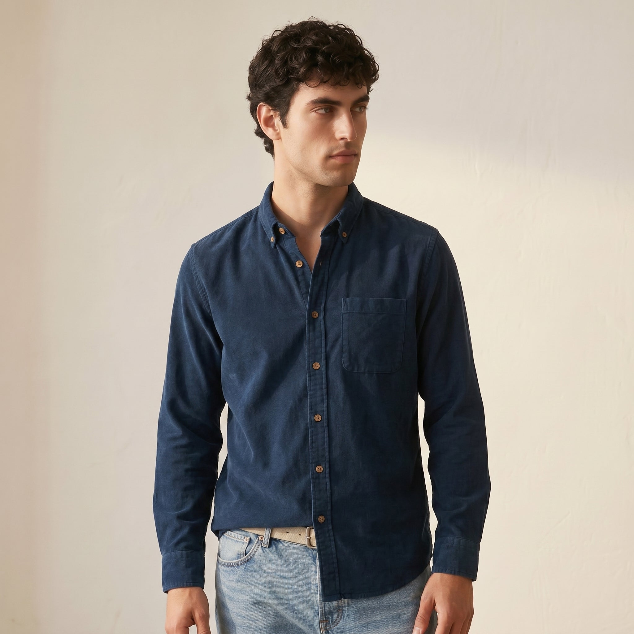 Men's Solid Long-Sleeve Shirt-Azzella London