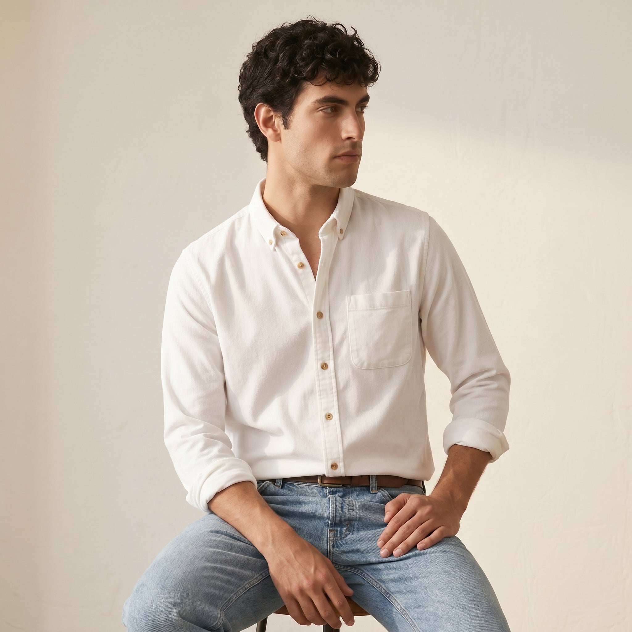 Men's Solid Long-Sleeve Shirt-Azzella London