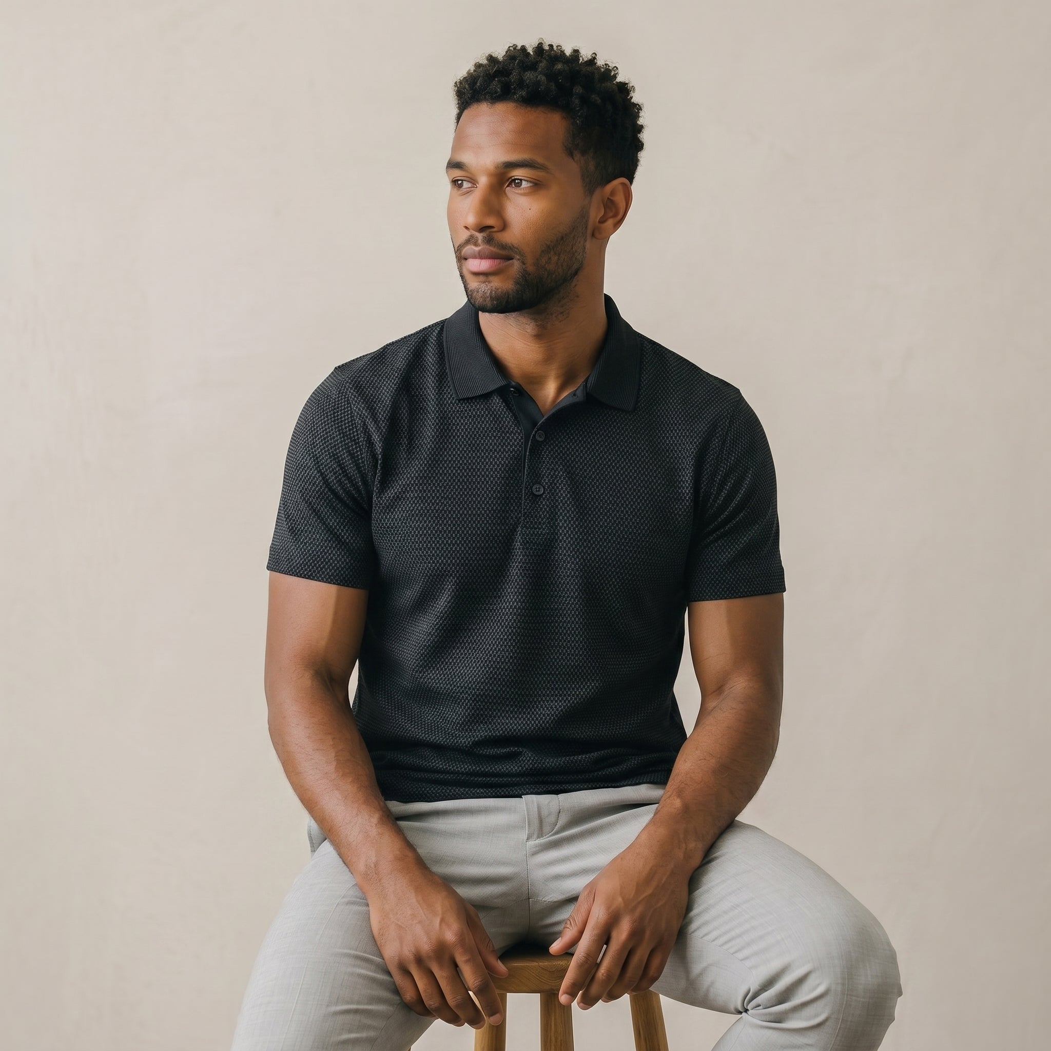 Men’s Waffle Knit Polo Shirt-Azzella London