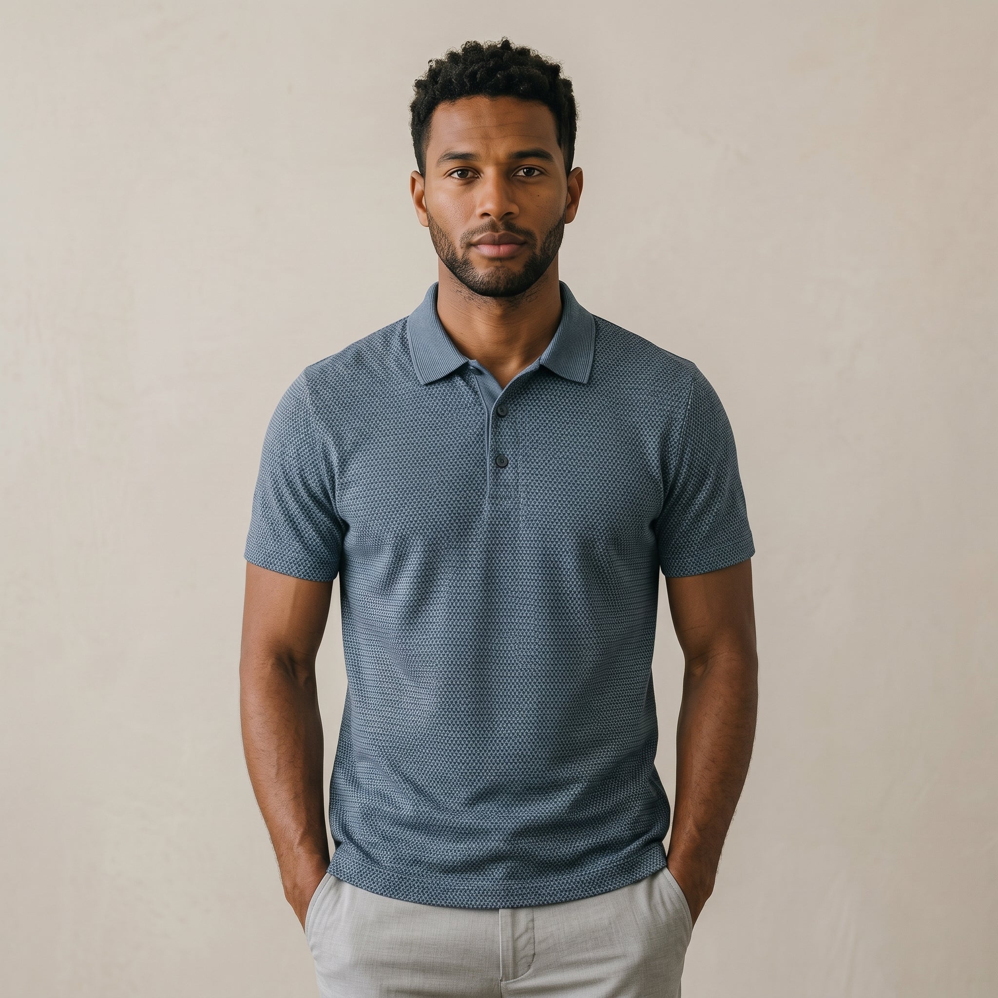 Men’s Waffle Knit Polo Shirt-Azzella London