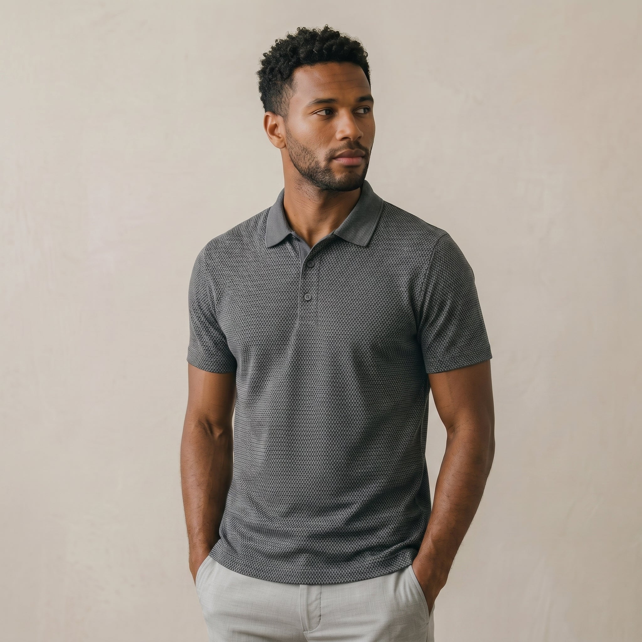 Men’s Waffle Knit Polo Shirt-Azzella London