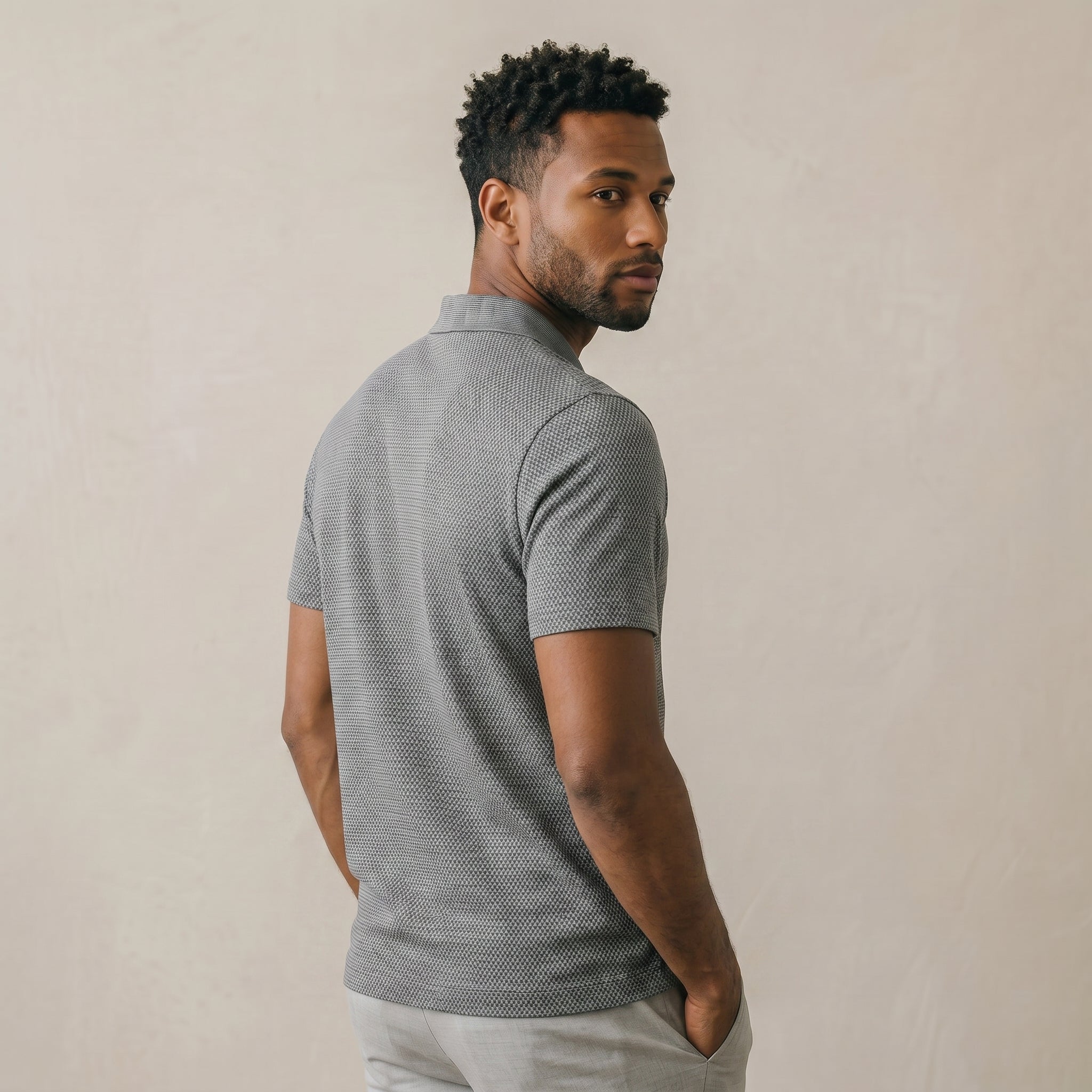 Men’s Waffle Knit Polo Shirt-Azzella London