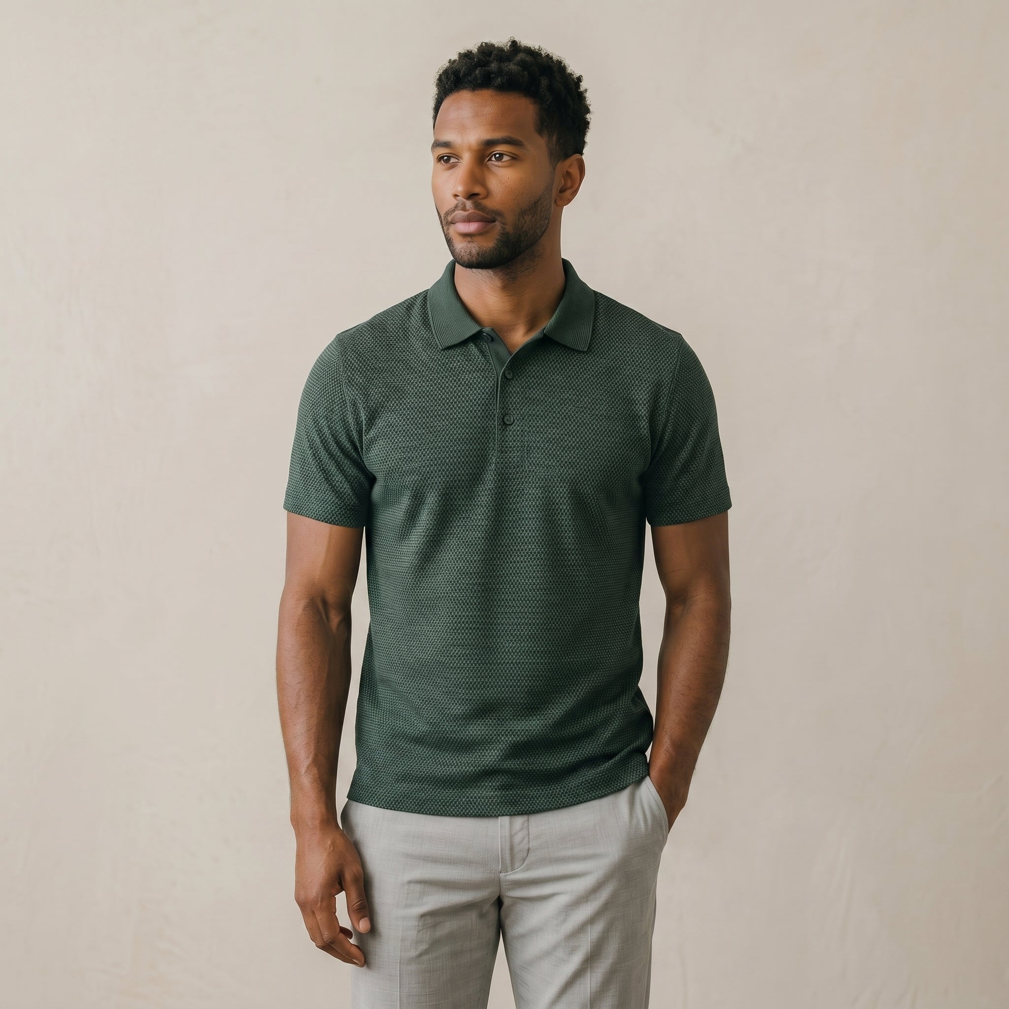 Men’s Waffle Knit Polo Shirt-Azzella London