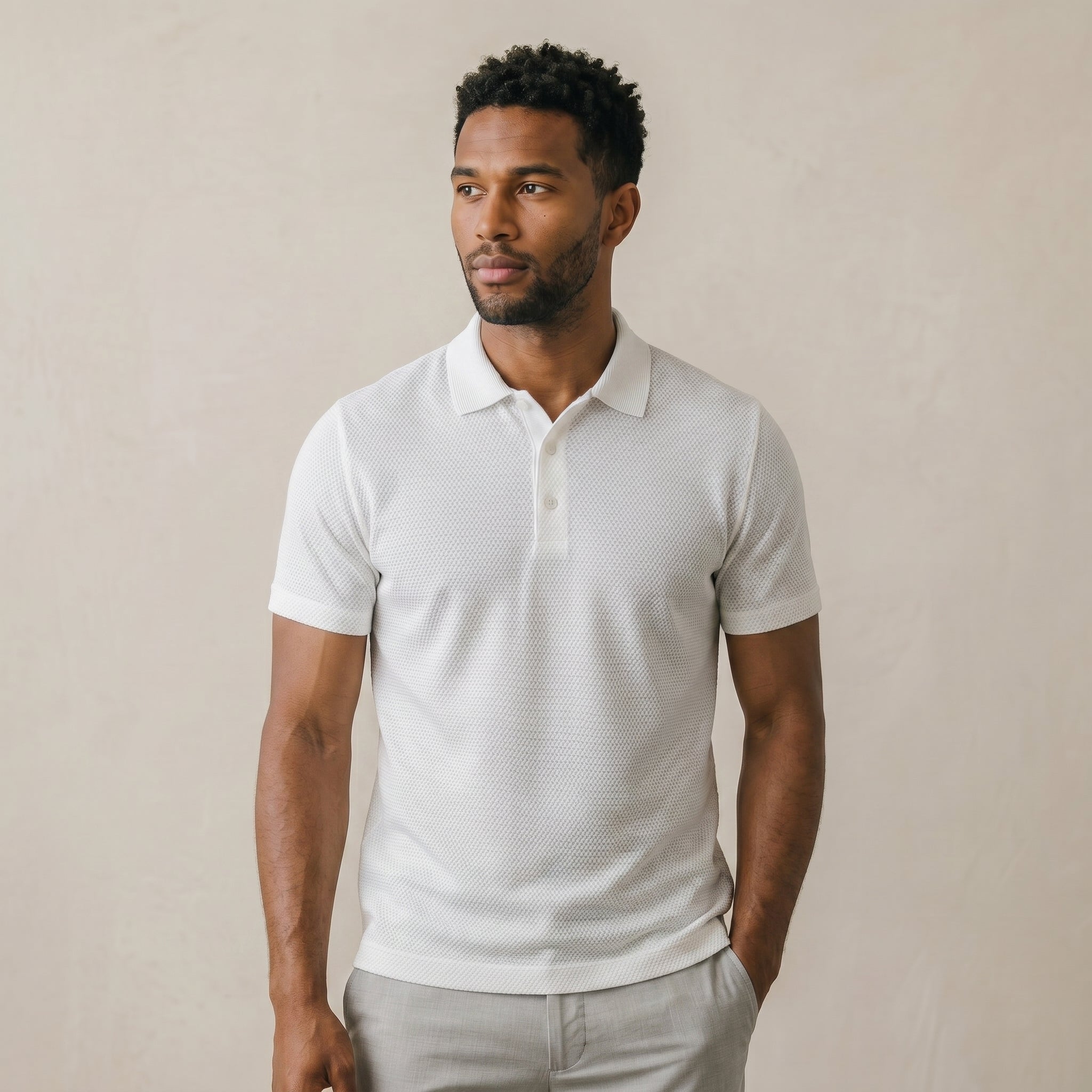 Men’s Waffle Knit Polo Shirt-Azzella London