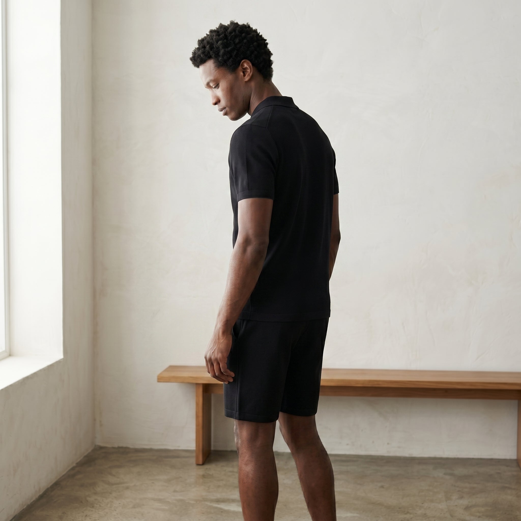 Men's Zip-Up Polo and Shorts Set-Azzella London