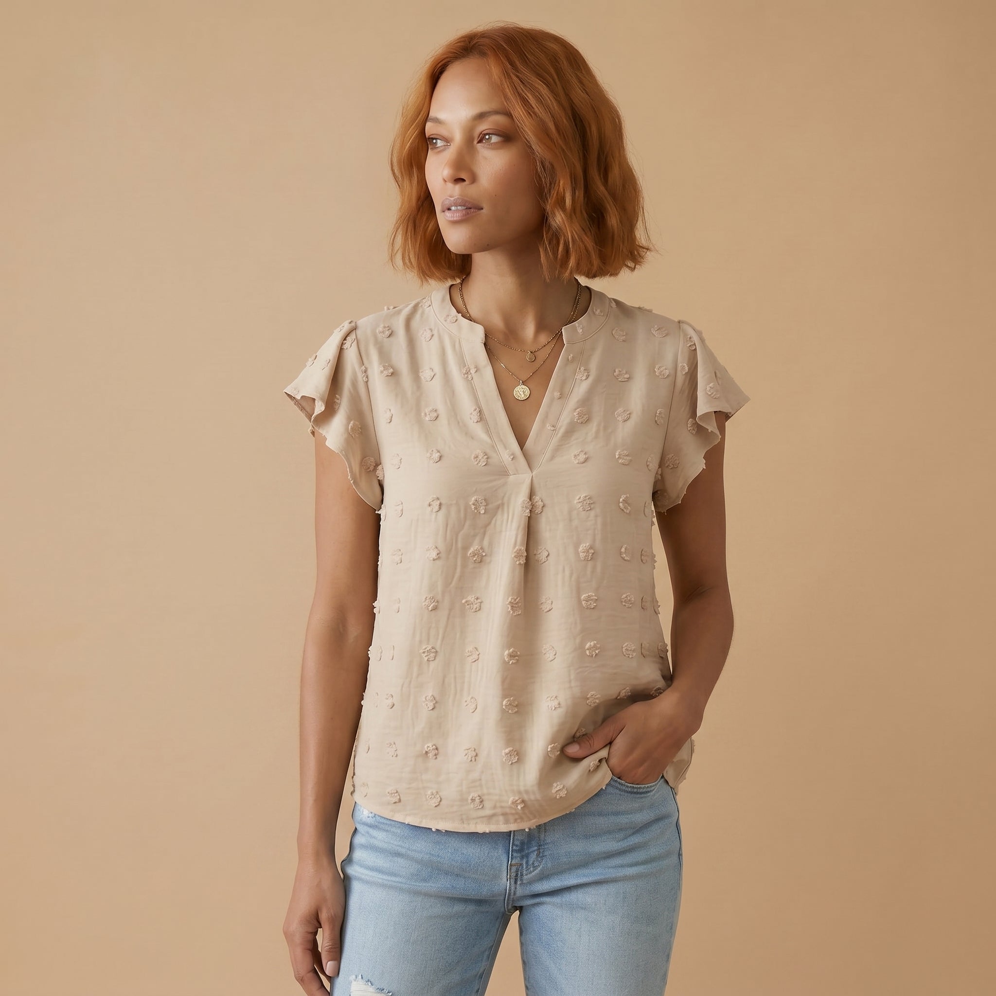 Women’s Patchwork Ruffle Sleeve Blouse
