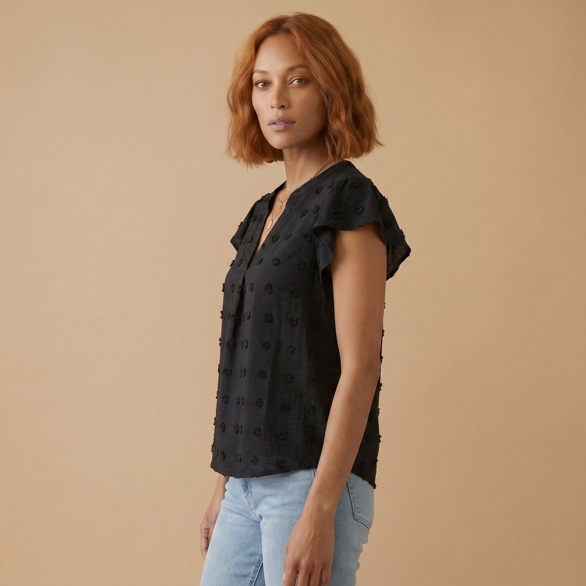 Women’s Patchwork Ruffle Sleeve Blouse