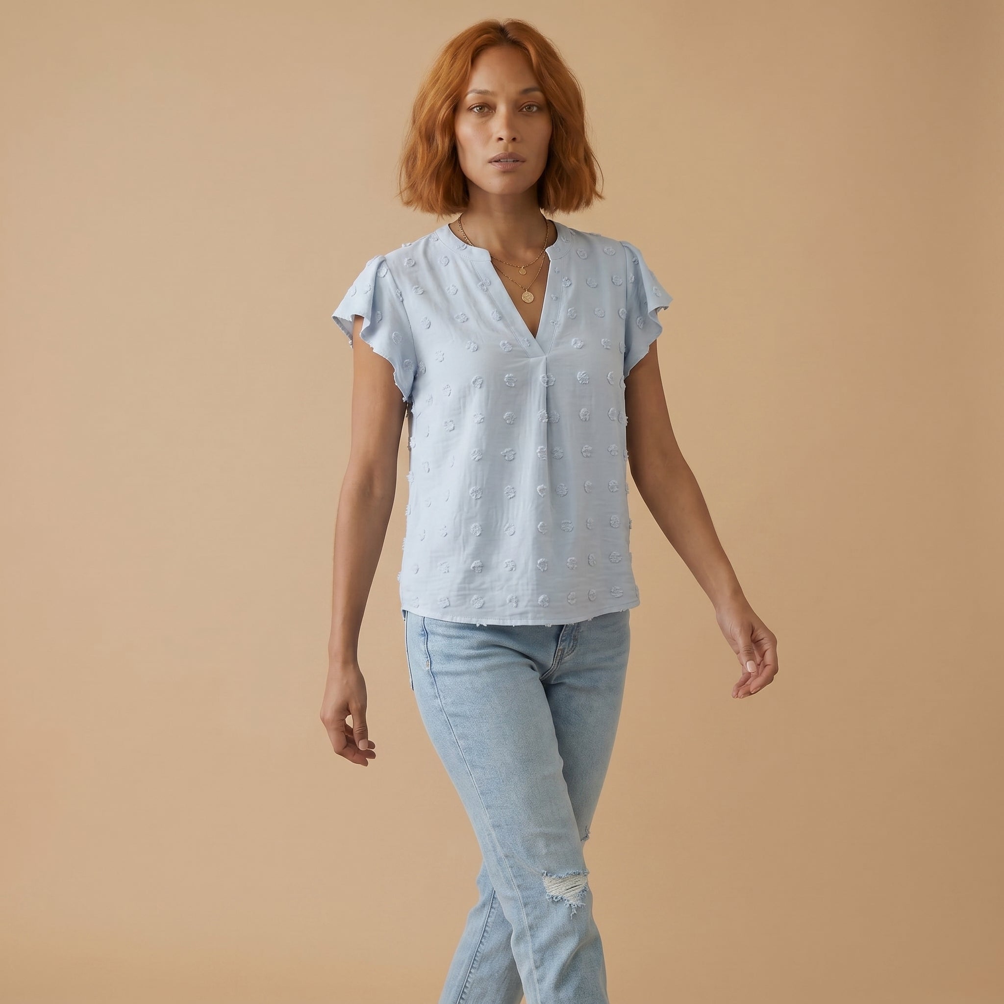 Women’s Patchwork Ruffle Sleeve Blouse