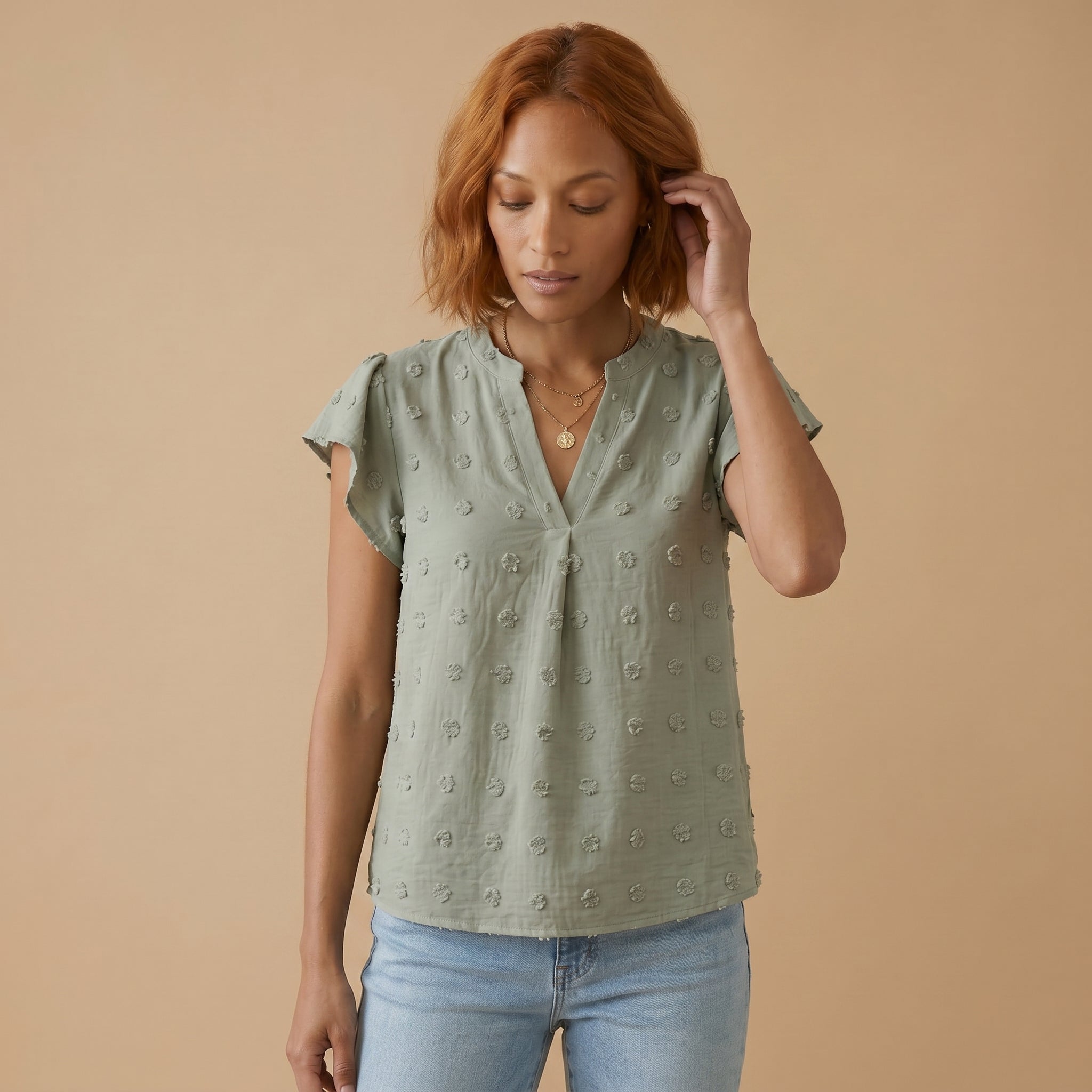 Women’s Patchwork Ruffle Sleeve Blouse