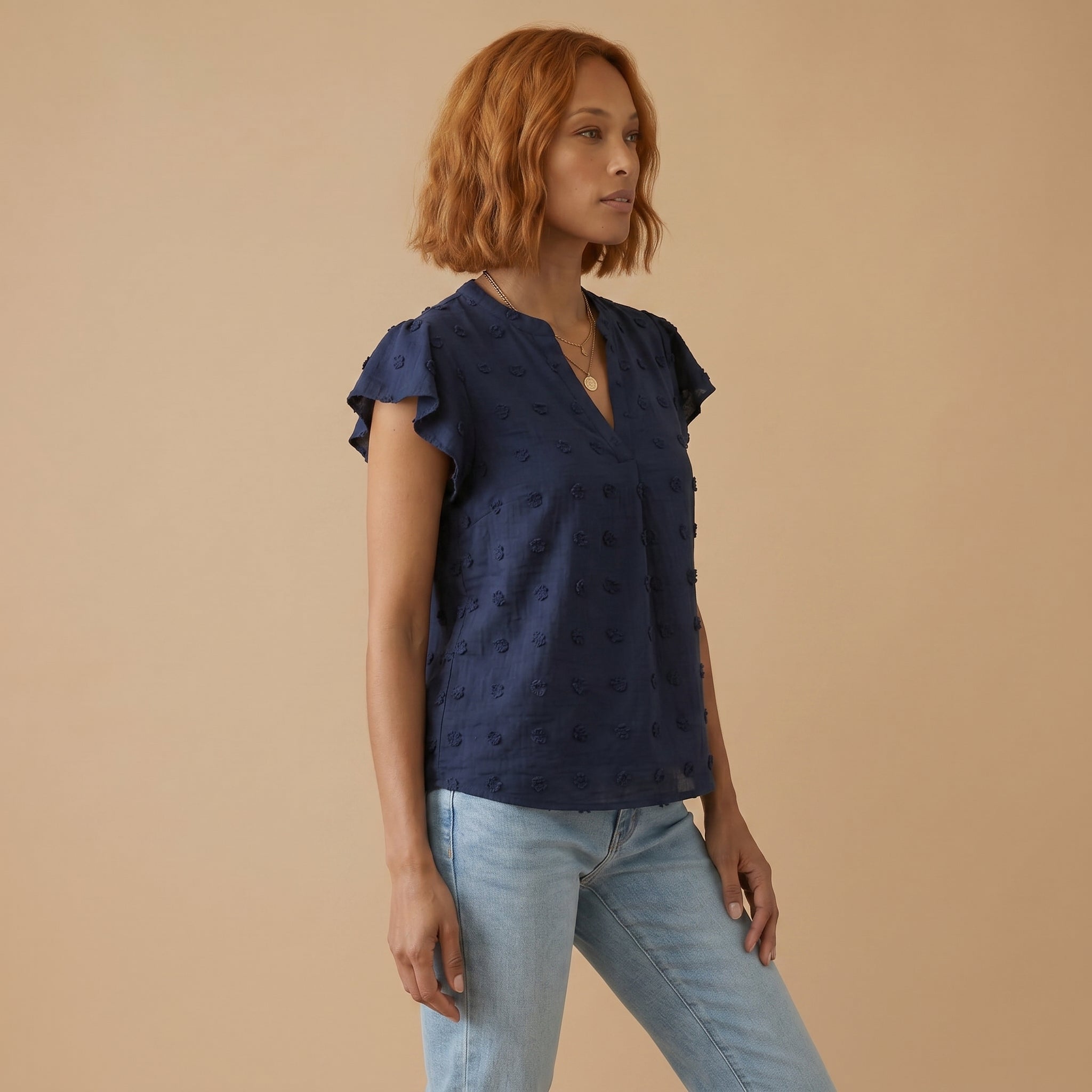 Women’s Patchwork Ruffle Sleeve Blouse