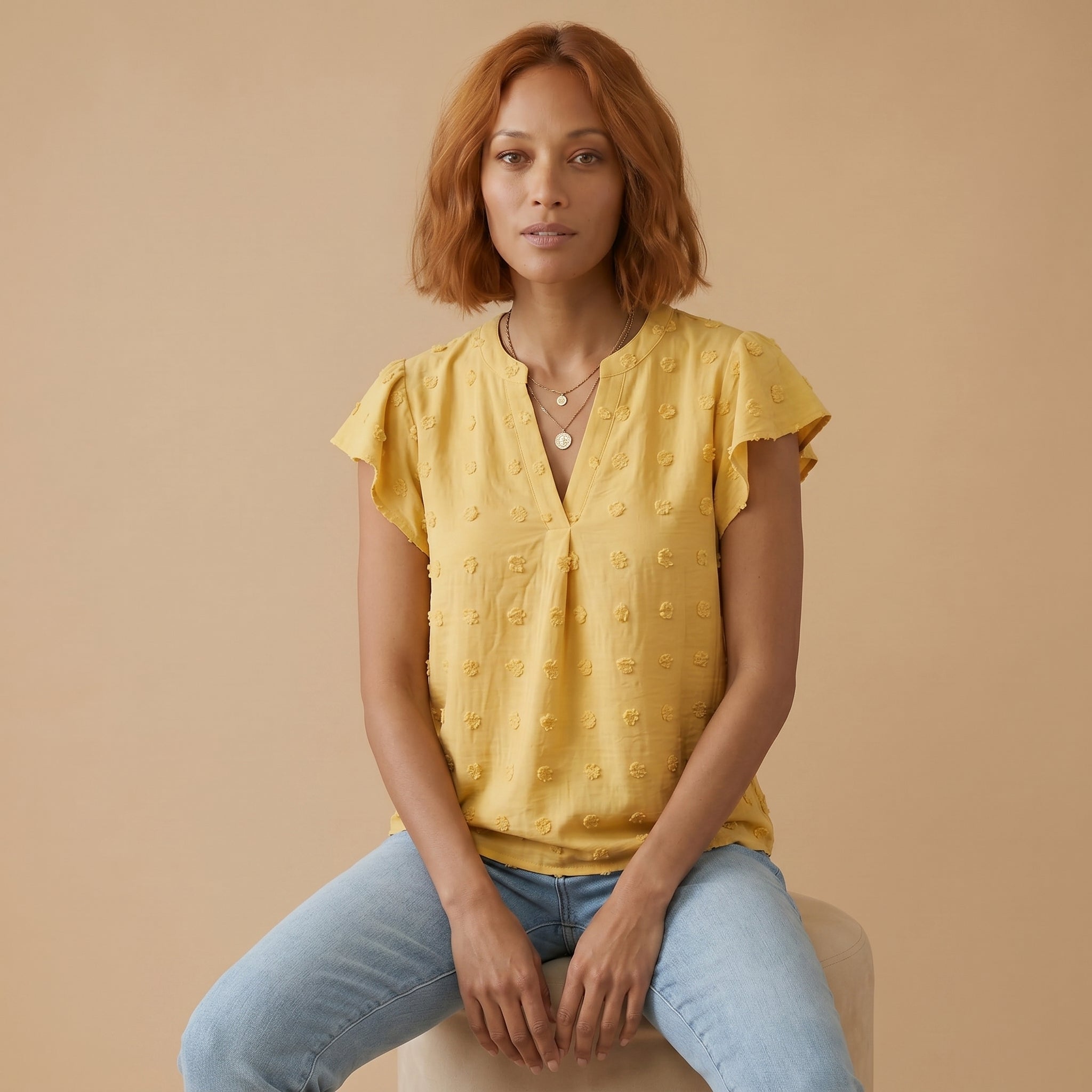 Women’s Patchwork Ruffle Sleeve Blouse
