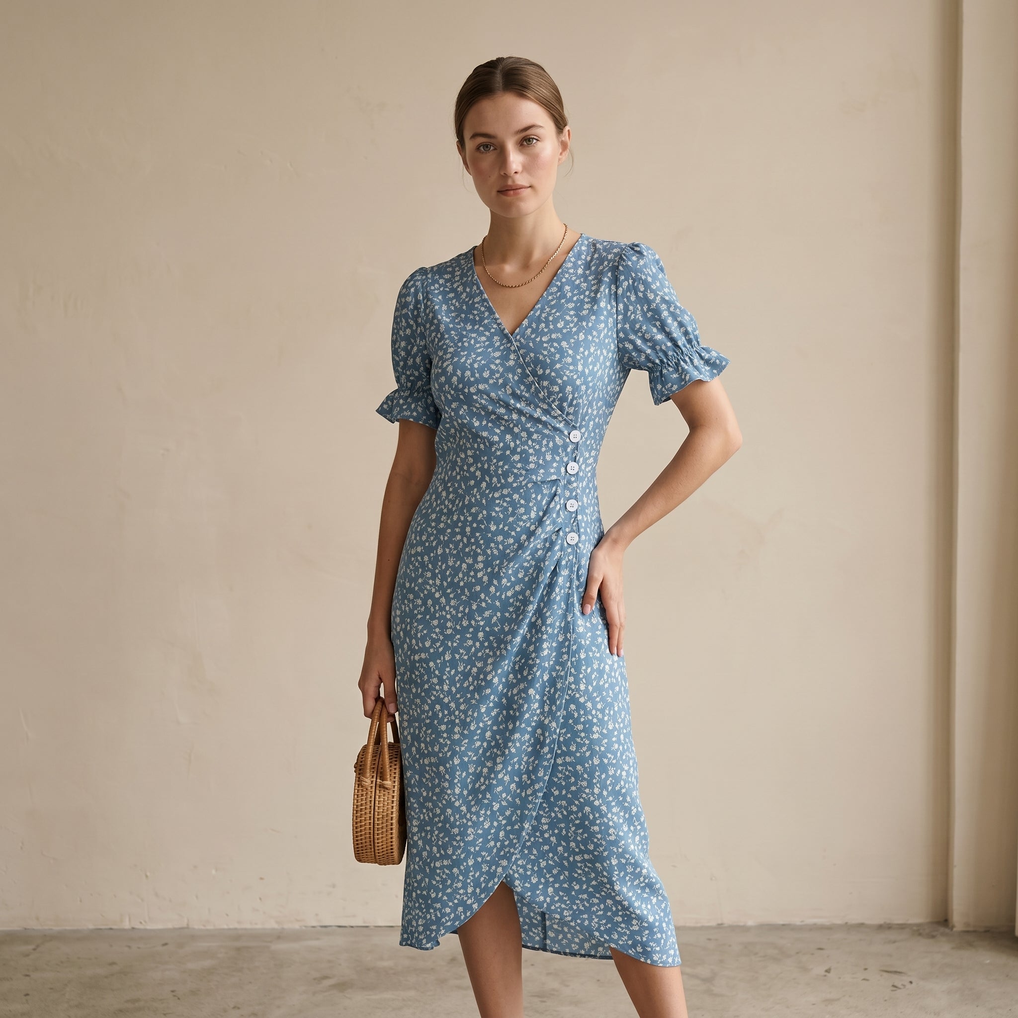 Women's Wrap Midi Dress