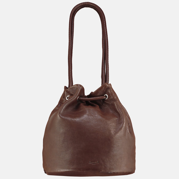 italian leather vegetable tanned rear view handbag shoulder bag bucket bag rear view