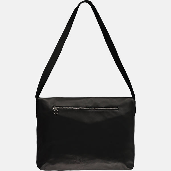 cross body zip pocket black leather studded envelope bag