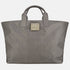 handmade leather tote handbag in grey. vintage silver tribal pendant detail. weekend bag travel bag, artisan