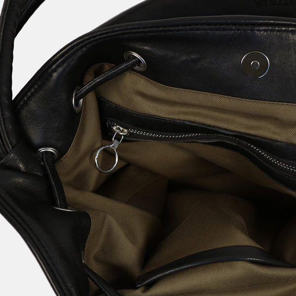 interior zip detail and olive cotton lining